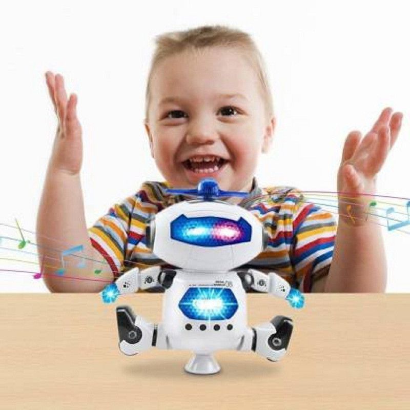 JAMEN BORO Naughty Dancing Robot with 3D light & music-Batteries Operated (White, Blue) (White, Blue)  (White)