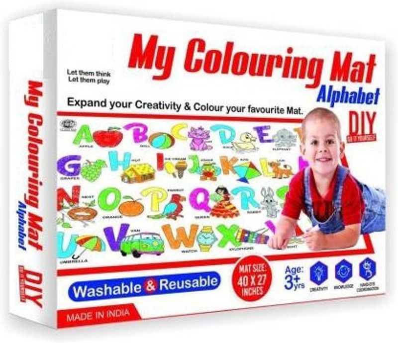 Joy Bukket My Coloring Floor MAT for Kids Reusable and Washable - Alphabet