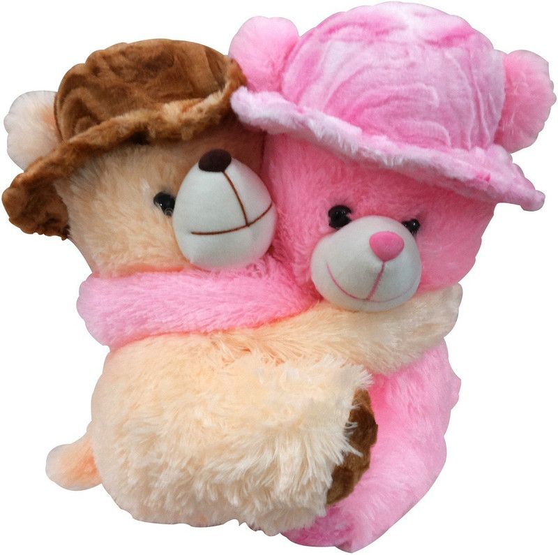 Saugat Traders Romantic Couple Teddy Bear - 13.39 Inch  (Brown, Pink)