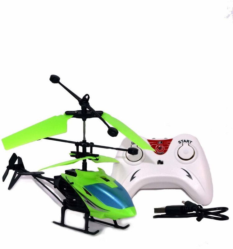 shri sai traders Flight Electronic Radio RC Remote Control Toy Charging Helicopter Toys with 3D Light Toys for Boys Kids (Indoor Flying)  (Green)
