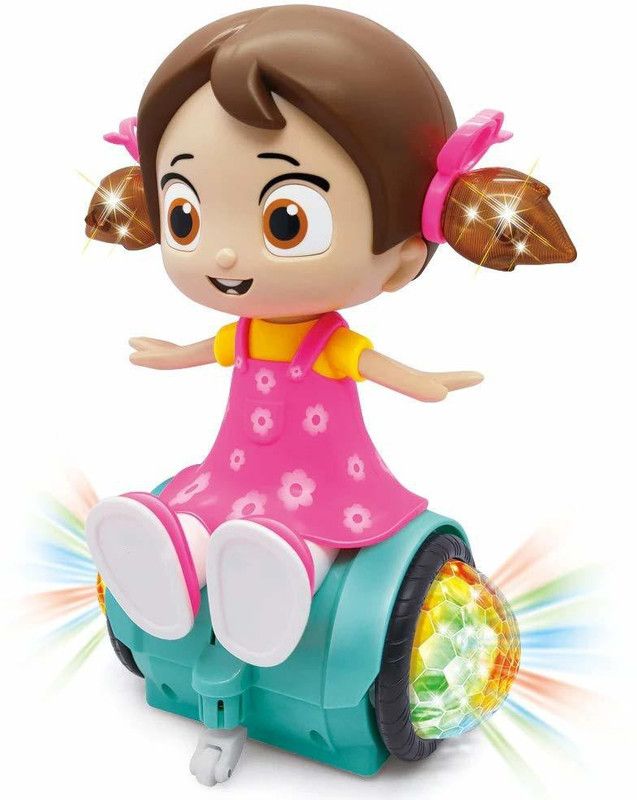 FirstSmiletoys 360 Degree Rotating Musical Dancing Girl Toy with Flashing Lights & Bump  (Multicolor)