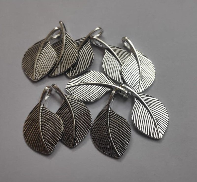 SPARKLE Silver Oxidized Leaf Shape For necklace other Jewellery Making DIY (Do It Yourself) (1CM PACK OF 100)