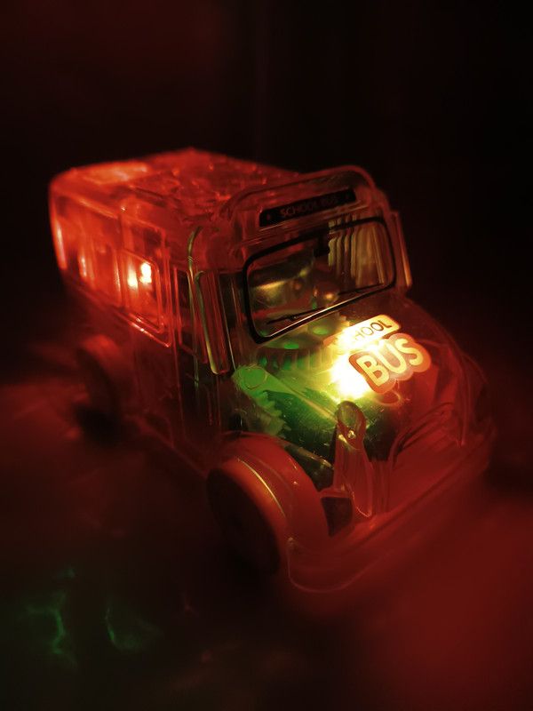 Meesaj Toy Minibus Toy with Tinkling Sound and Light Concept in Transparent Mini School Bus  (Red)