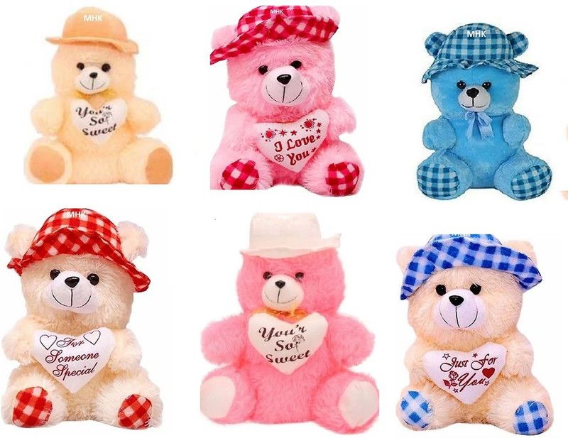 MHK COMBO 6 IN 1 CAP TEDDY - 30 cm  (ALL COLOR AVAILABLE SHOW IN PICTURE)