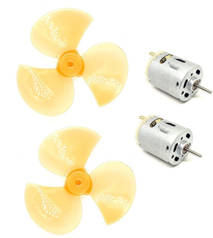 INVENTO 2Pcs 6V - 12V DC Toy Hobby DC Motor 27x33mm + 6 inch 3 Blade Fan Propeller Prop fit for 2.3mm Shaft DC Motor Hobby DIY Science Projects Electronic Components Electronic Hobby Kit