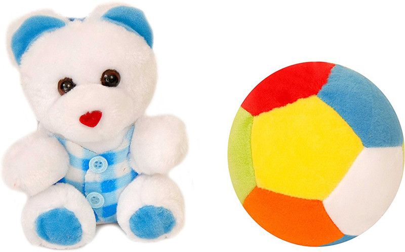 Deals India Combo of Mini Ball and Mini Teddy - 12 cm  (Multicolor)