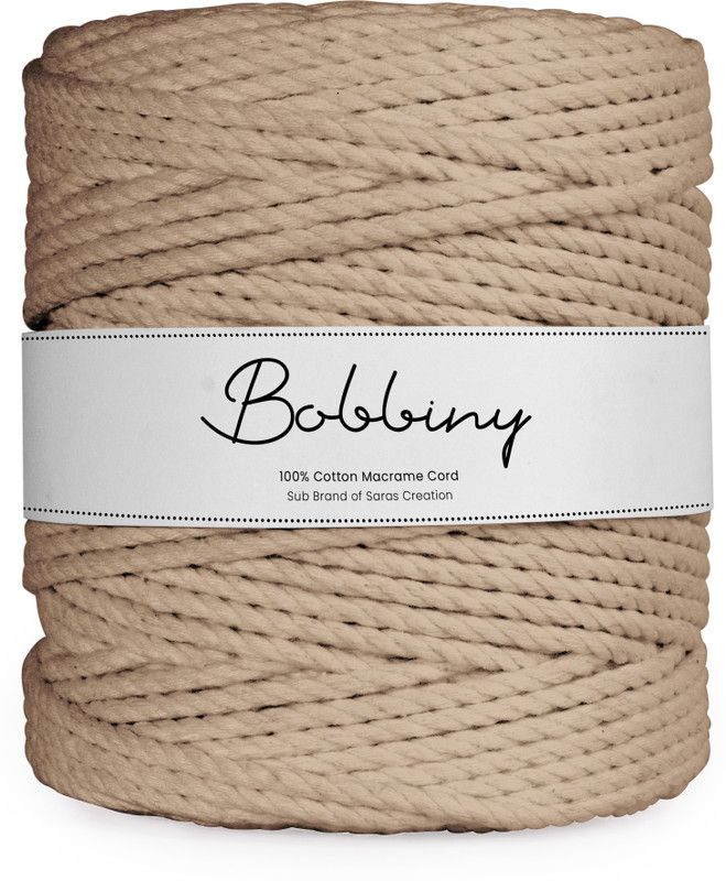 Bobbiny 3Ply Twisted Macrame 4mm 100Mtr.Cotton Cord Dori Thread Macrame Vivid auburn