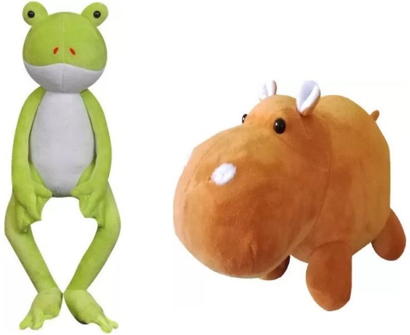 Little Smile Hippo Frog Stuffed Animal Plush Toy for Kids Babies and Children - 10 cm  (Multicolor)