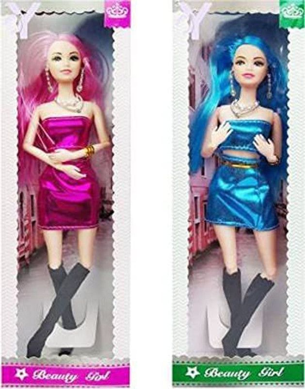 HappyBive Combo of 2 Foldable and Movable Doll with Bendable Hands & Legs Specially  (Multicolor)