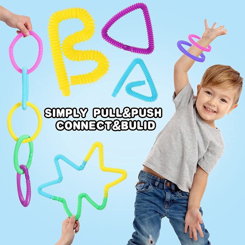LIBRA Pop Tubes Fidget Toy Pack Of 12 Mini Pop Tube Pipe Sensory Kids Toy Tools for Stress Relief Anti- Anxiety Pop Tube Toy For Kids Gift For Kids  (Multicolor)