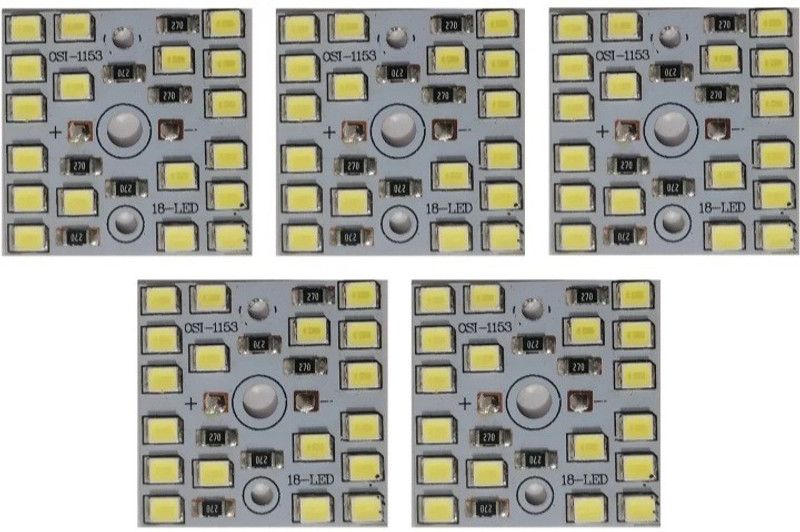 ROOPREKHA 5 Pcs 12 Volt DC 9 watt Direct on Board Led Bulb Raw Materials White Color Light Electronic Hobby Kit