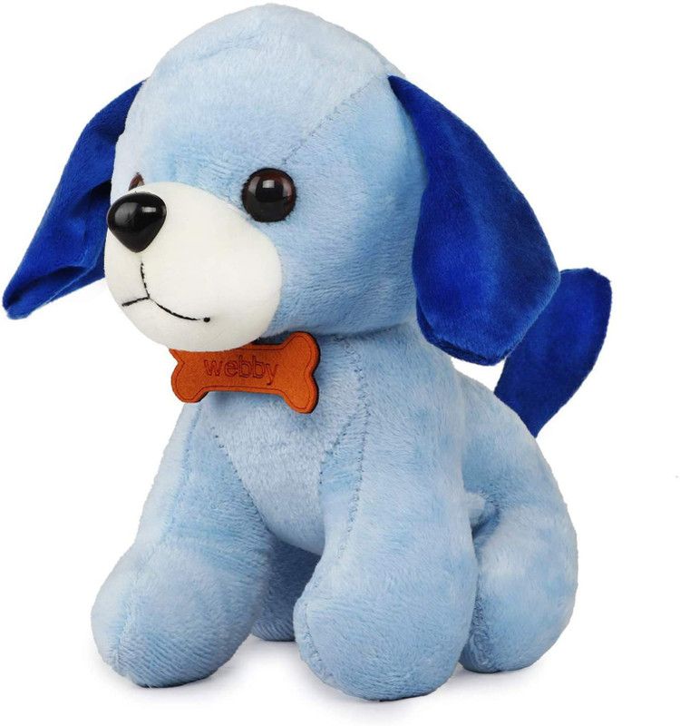Webby Soft Animal Plush Standing Puppy Toy, Blue - 20 cm  (Blue)