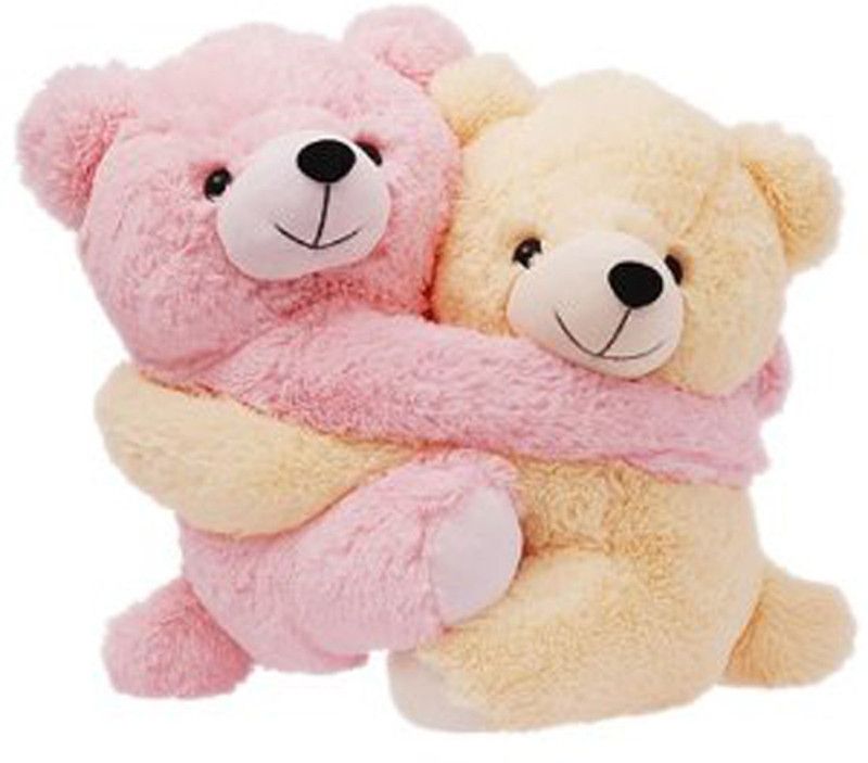 Delhis Heart Love pairs teddy - 28 cm  (Pink and cream)