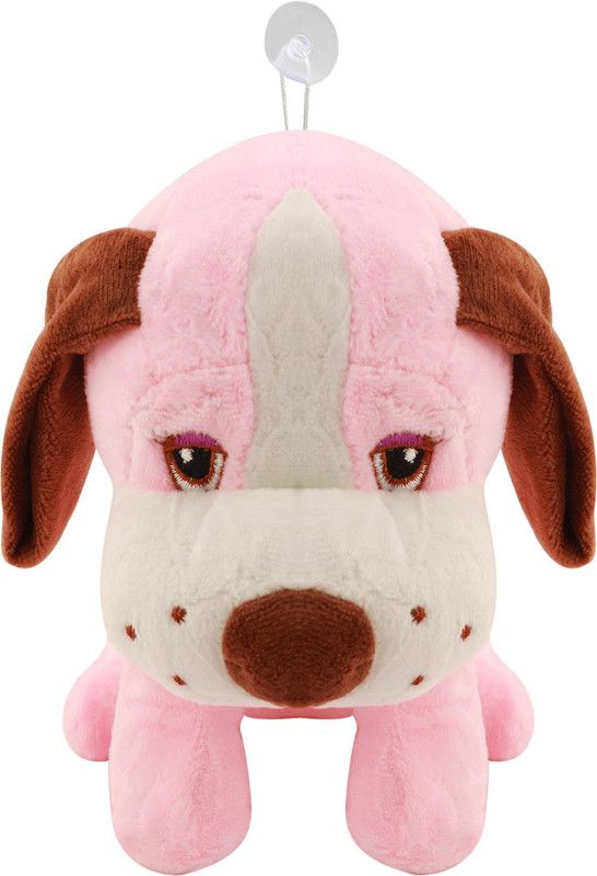 Miss & Chief Cute Sitting Dog Stuffed Soft Plush Toy Kids | Stuff Toys | Soft and Cuddly filling - 20 cm  (Light Pink)