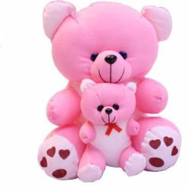 MG Hub Super Soft and Huggable Teddy Bear Stuffed Mother with Baby, Pink, 40 Cm, Adorable Pair of Mom and Daughter Soft Toys, Nice Gift for A Special Occasion Like Birthdays - 40 cm  (Pink)