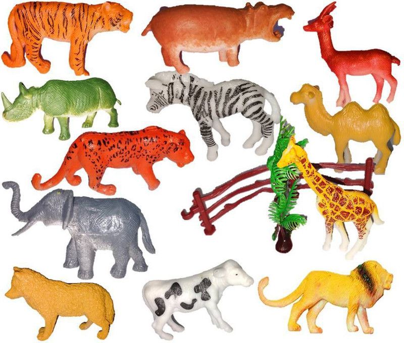 Mallexo Realistic Wild Animal Toys for Kids Set Play Safely with Wild Animals Set for Kids , Pack of 15pc Jungle Animal Set for Kids, Multicolor Jungle Wild Animals  (Multicolor)