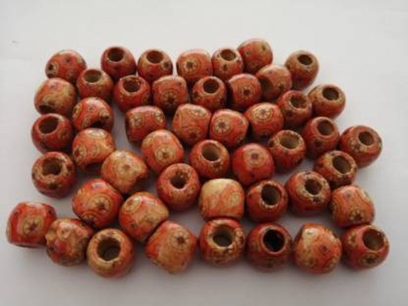 Crafts Haveli Wooden beads for making silk thread jewellery and charms.(50 pieces- Orange)