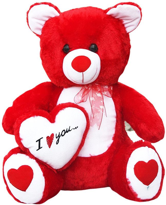 Pihu Enterprises Teddy with I Love You Heart, Red (60-cm) - 30 cm  (Red)