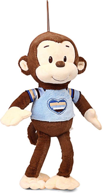 My Baby Excels Monkey Plush in Blue T-shirt 24 cm - 24 cm  (Blue)