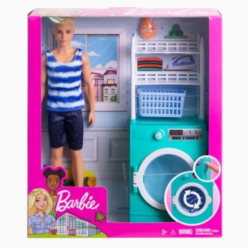 BARBIE Ken Doll & Laundry Playset  (Multicolor)