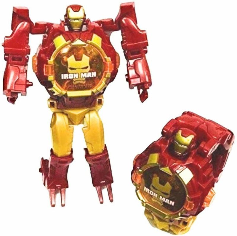 Umdha Iron ManTransformer Robot Toy Convert to Digital Wrist Watch for Kids Avengers Robot Deformation Watch Iron Man Figures Plus Watch  (Multicolor)