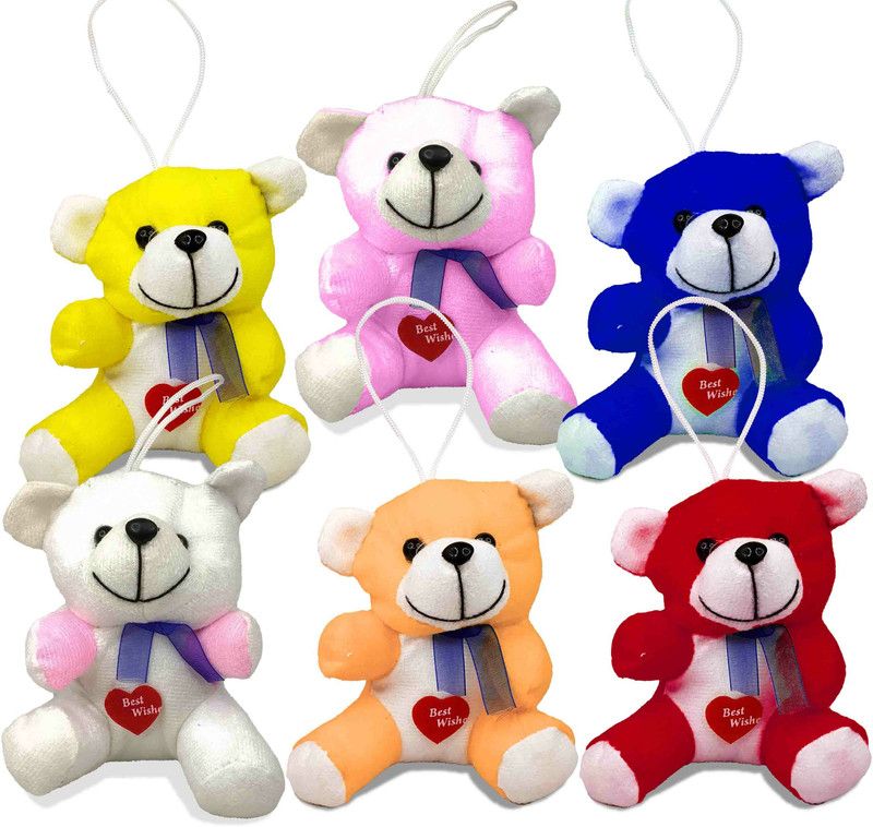 De-Ultimate Pack of 6 (Size:13cm) Multicolor Little Teddy Bear Stuffed Toy for Bday Gift - 13 cm  (Multicolor)