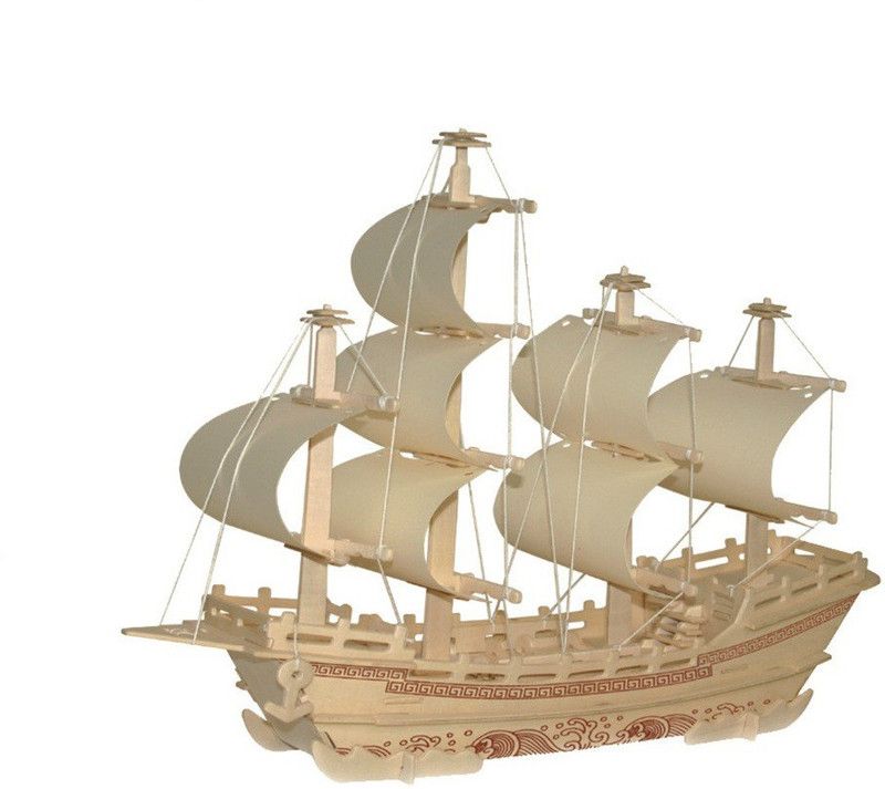 Freesia Classical Sailing Ship Model Wooden DIY 3D Jigsaw Puzzle (Laser Cut)  (88 Pieces)