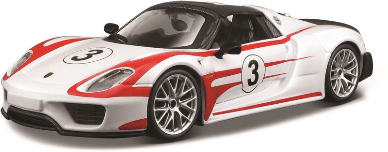 Bburago Die-Cast 1:24 Scale 918 Spyder Racing Porsche car  (White, Pack of: 1)