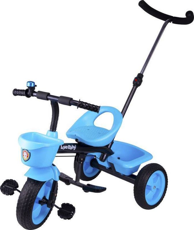 FRIZBEE Kids Tricycle with parental handle and front & back basket with footrest Tricycle  (Blue, Black)