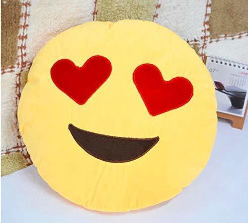 Nanku brother Supply Emoji Smile Pillow (32x32 cms, Yellow) - 7 mm  (Multicolor)