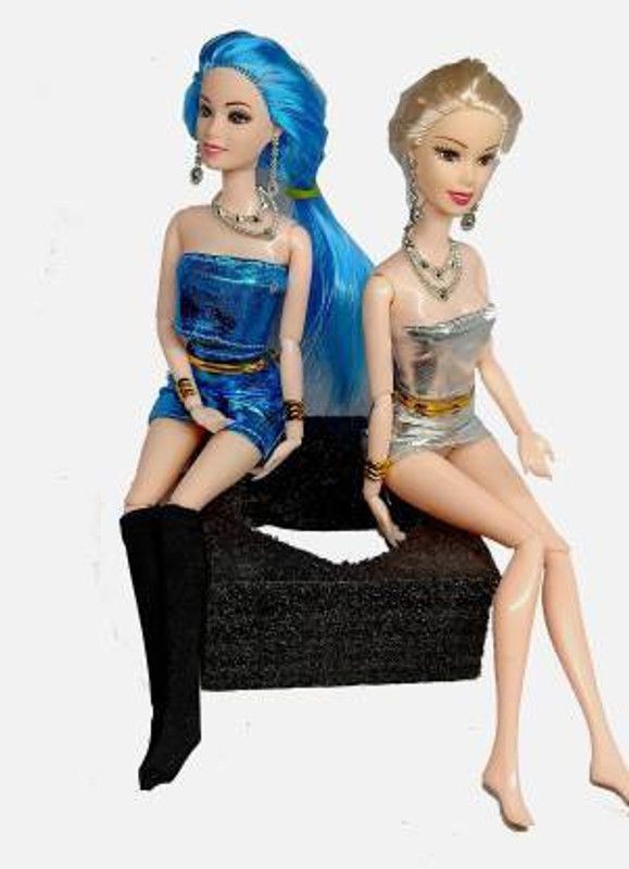 migwow Beautiful Doll Combo of Blue and Silver Toy Set with Movable Joints for Girls | Charm Girl Blue+Silver (Combo of Silver and Blue)  (Multicolor)