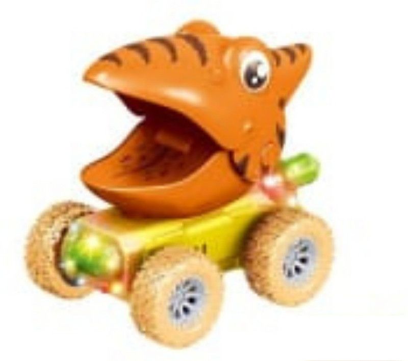 TOYICO! Pull-Back Cartoon Dinosaur With Light & Sound, Multicolor , Pack 1  (Multicolor)