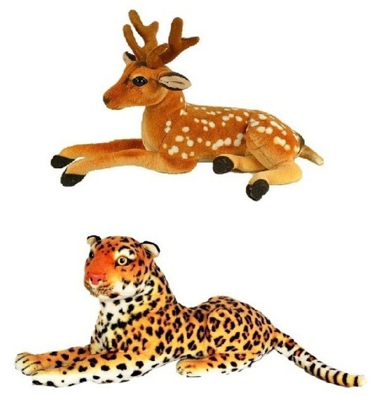 VRV Wild Animal Cheetah and Deer - 17 cm  (Multicolor)