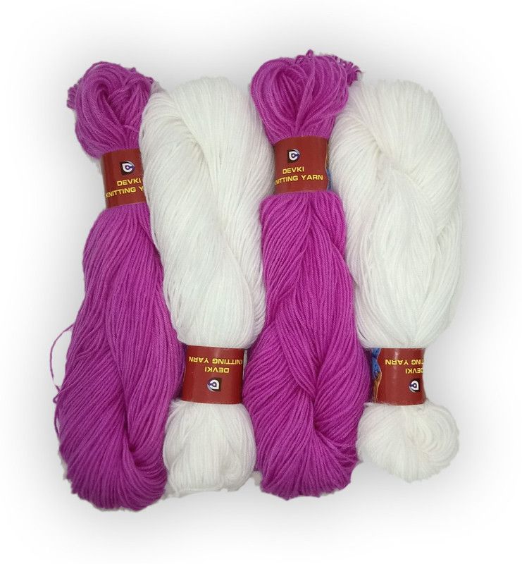 devki knitting yarn 100% ACRYLIC YARN. LAVENDER AND WHITE COLOR