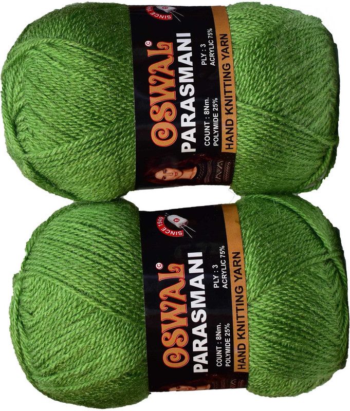 KNIT KING Represents Oswal 3 Ply Knitting Yarn Wool, Light Green 300 gm Art-EHC