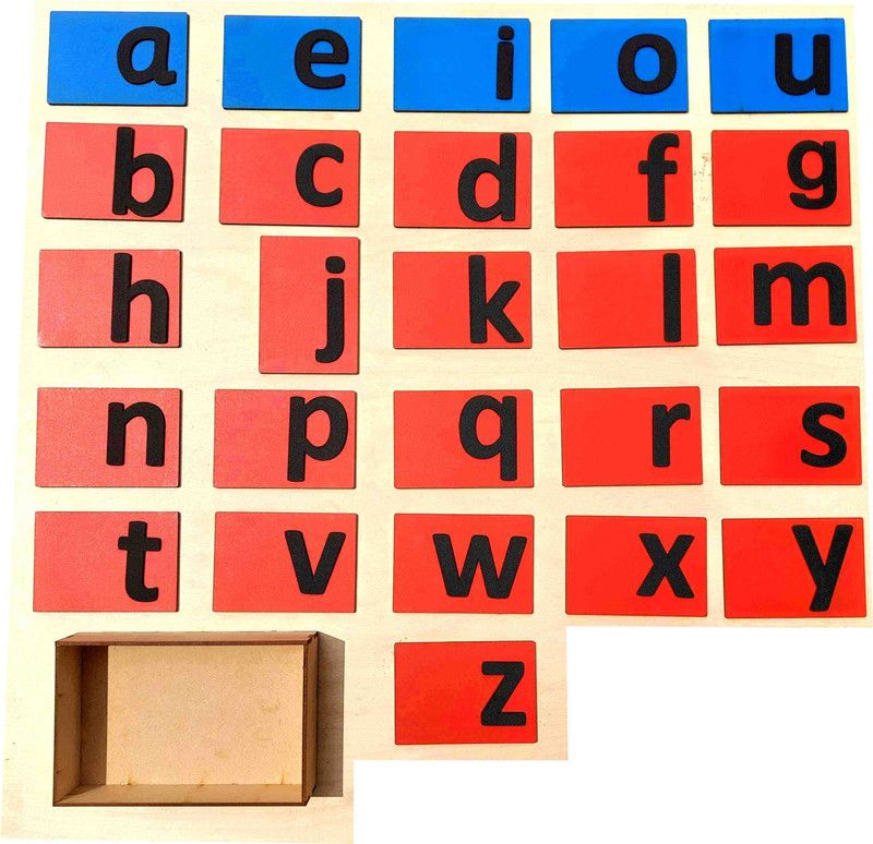 Cryo Craft Lower case Sandpaper Letters - 26 Wooden Letters with Wooden Storage Box  (Multicolor)