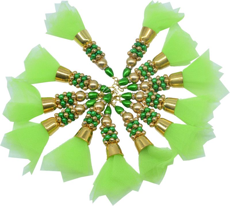 CRAFTLOVE Designer Net Floral Beads Tassel -Pack of 12 Piece (LENGTH of Tassel : 4 cm)