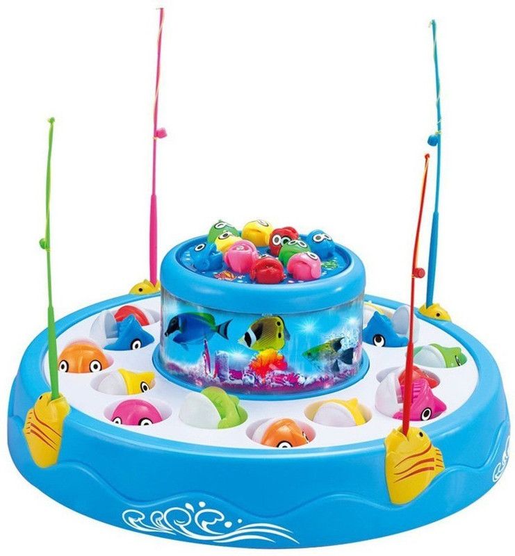Elektra Double Fish Pool Electric Rotating Magnetic Fishing Game with The Music & Light, Novelty Kid Child Educational Toy Party & Fun Games Board Game