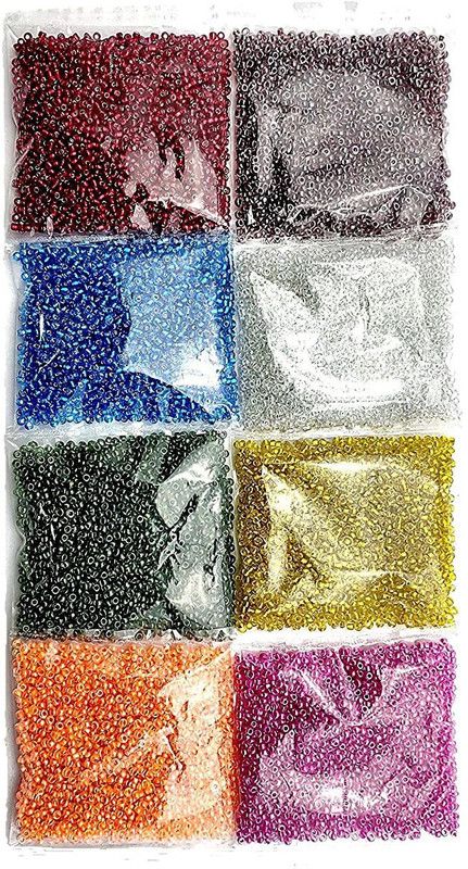 Crafto 6 Colours Glitter Glass Beads for Embroidery (Multicolour, 2 mm) -Pack of 6 Pieces
