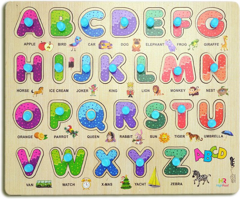 HighRoof Kids toys age 2 3 4 5 safe non-toxic Wooden board game Puzzle Learning  (Multicolor, Orange)