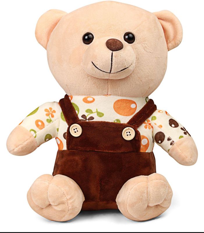 My Baby Excels Cute Bear Plush with Brown Dungaree 30 cm - 30 cm  (Brown)