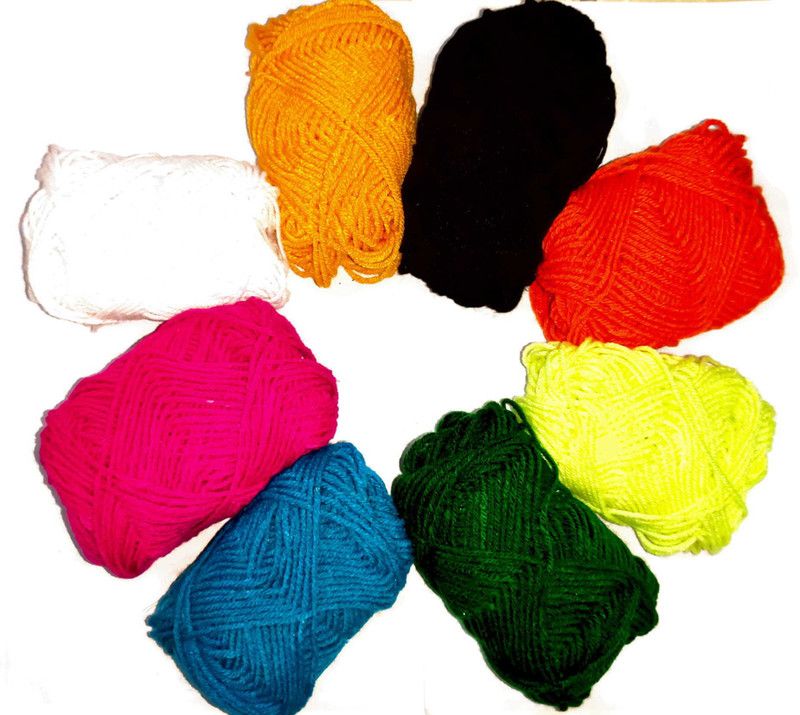 KHUSHA CREATIONS Wool Ball Hand Knitting Yarn / Crochet Hook Yarn For Craft , Knitting , DIY ( Multi Color , Pack of 8)