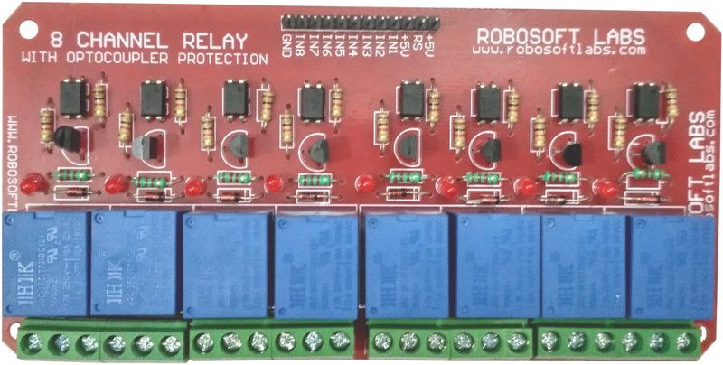 Robosoft Labs 8 Channel +12V OPTOCOUPLER Protection BASED Relay Board Module Educational Electronic Hobby Kit