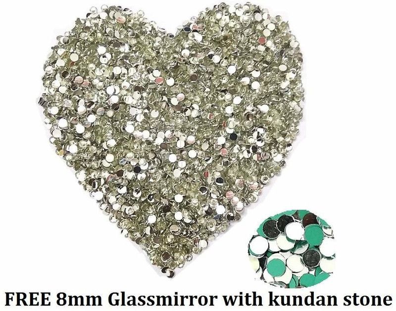 Crafto Round Shaped Kundan Stones Used For Jewellery Making,Embroidery And Craft Works Pack Of 1250 Pcs (White)