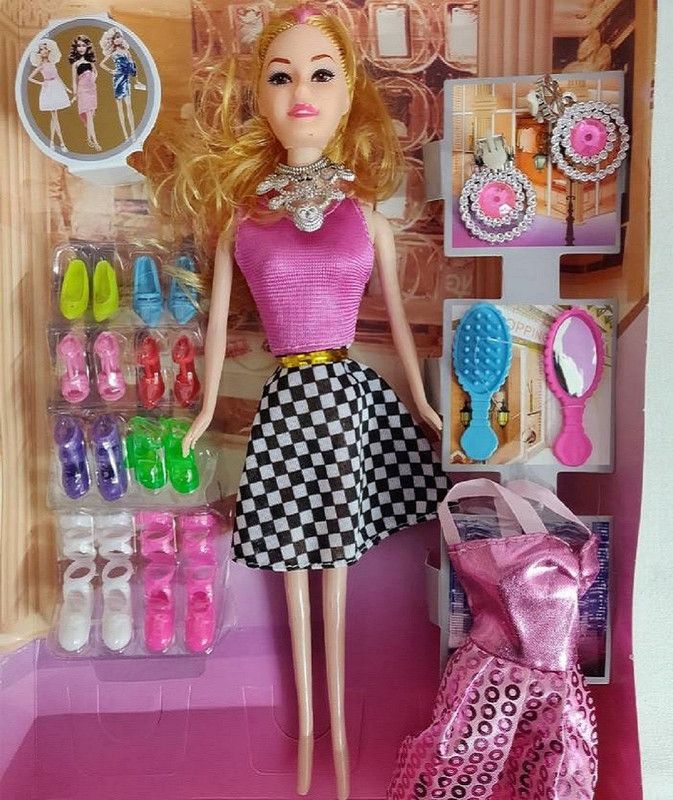 Fabofly Doll With Different pair of Sandals and Accessories  (Multicolor)