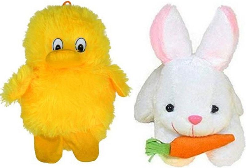 Tashu Collection Soft Rabbit with Carrot & Musical Duck Combo.. - 30 cm  (White, Yellow)