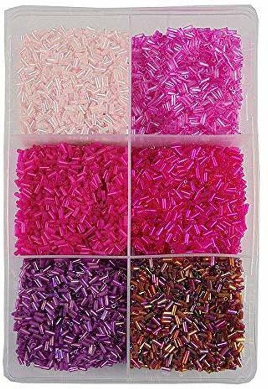 eshoppee 300 gm Pink Color Glass Seed Beads Glass Pipes and Glass Cut Seed Beads for Jewellery Making kit Art and Crafts Materials for Embroidery Necklace Bracelet Earring Making Materials DIY kit