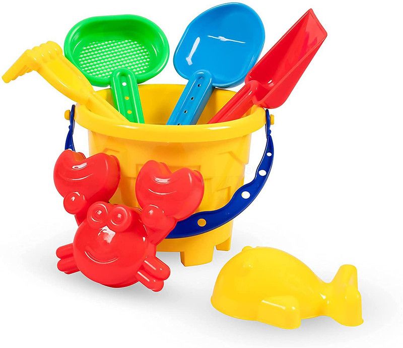 SWASHAA 7 Pcs Plastic Bucket, Animal, Mould , Tool Kit, Beach Art Learning Toys