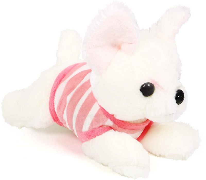Kraftix Pink Tshirt Pomeranian Lying Dog Stuffed Plush Soft Toy Doll Teddy Bear Animal For Girls Boys Kids Baby Car Birthday Home Decoration Cute Lovely Premium Quality KST200225 - 25 cm  (Pink Tshirt Pomeranian Lying Dog)