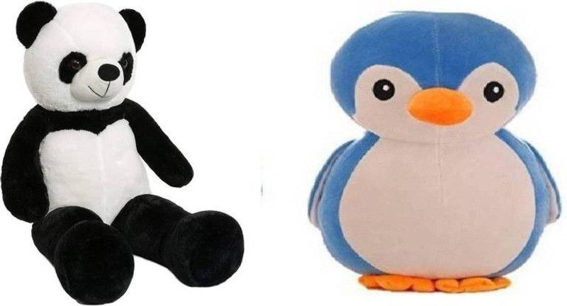 Dteddy high quality soft fabric 3 feet panda and penguin - 150 cm  (Multicolor)